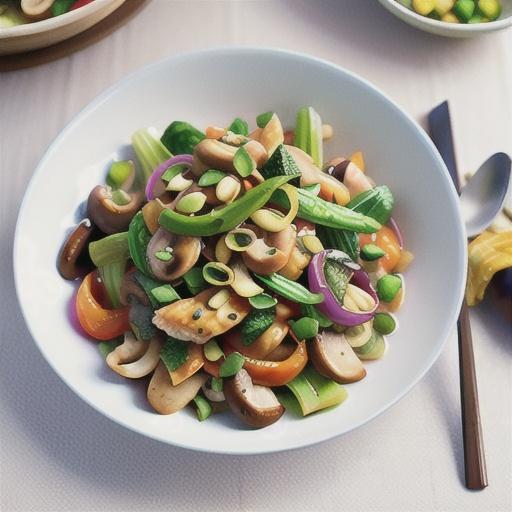 Chicken, mushroom and pak choy stir-fry
