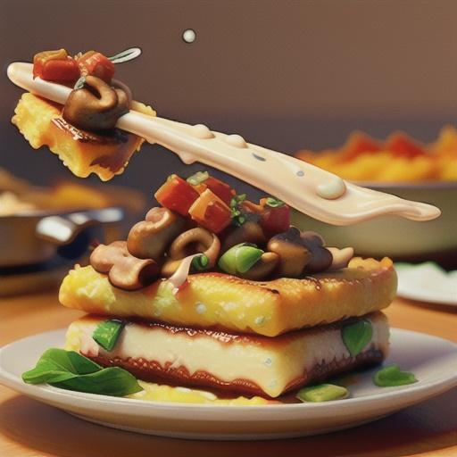 Fried Polenta Squares with Creamy Mushroom Ragu