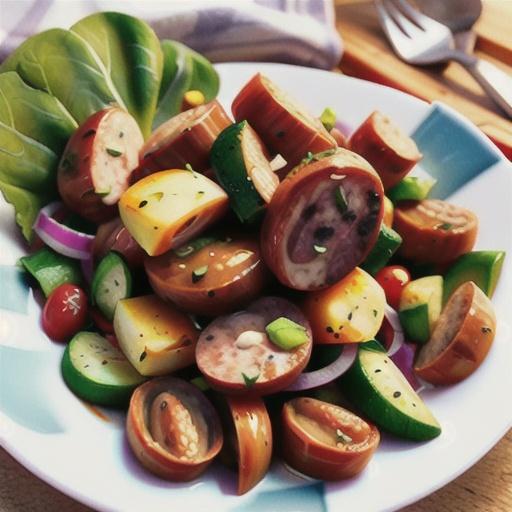 Warm sausage and vegetable salad