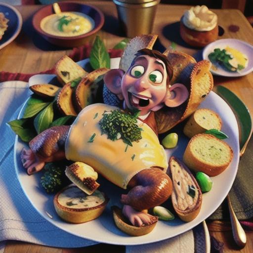 Turkey with herb butter and garlic bread sauce