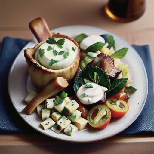 Slow-cooked lamb shoulder with cabbage and mint yoghurt