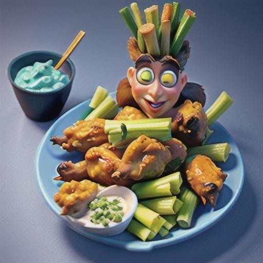 Spicy buffalo wings with blue cheese dip