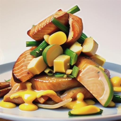 Spiced salmon with parsnip puree & orange butter sauce