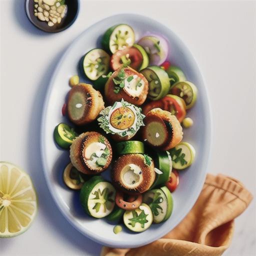 Chilli and dill fish cakes with cucumber salad