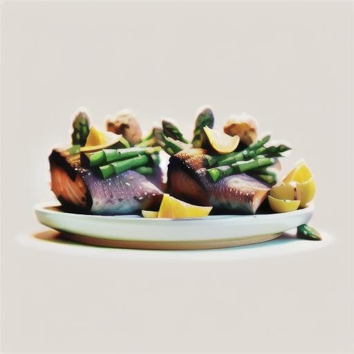 Baked lemon salmon with asparagus and potatoes