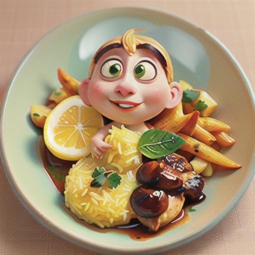 Lemon chicken with saffron rice