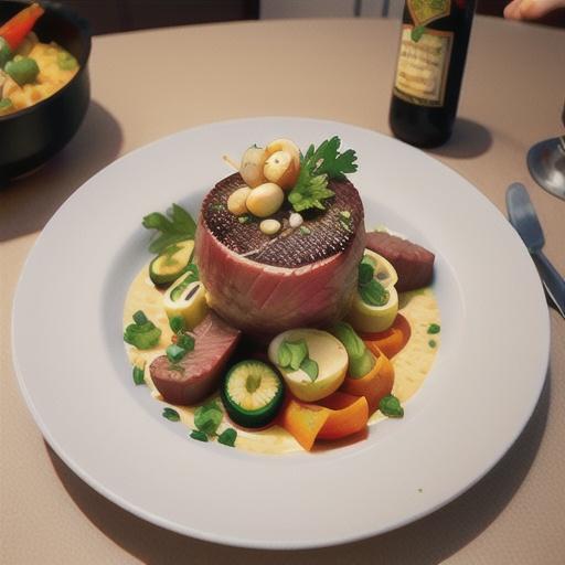 Fillet of beef with parsnip and macadamia puree and seasonal vegetables