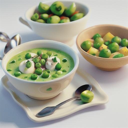Chilled pea & chervil soup with crème fraîche