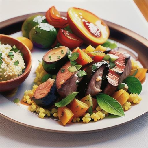 Moroccan-spiced lamb with barbecued apricot-couscous salad