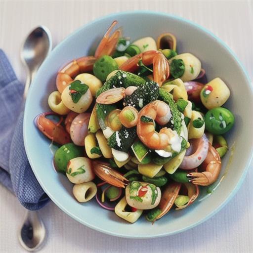 10-minute summer gnocchi and prawn salad