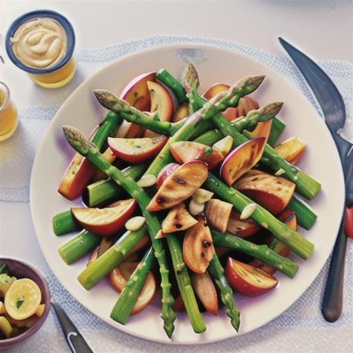 BBQ nectarine, chicken and asparagus salad