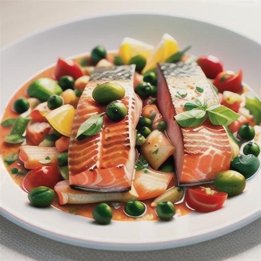 Salmon with Tomato, Onions, and Capers