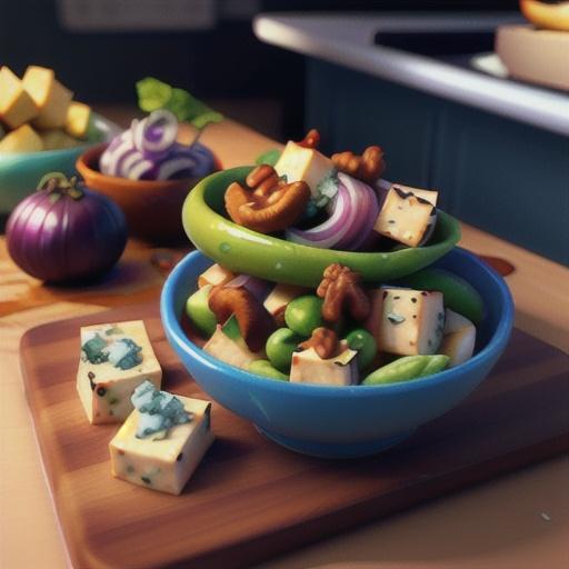 Tofu, Red Onions, Walnuts, and Blue Cheese