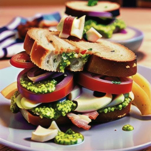 Bacon, Basil Pesto, and Tomato Sandwich