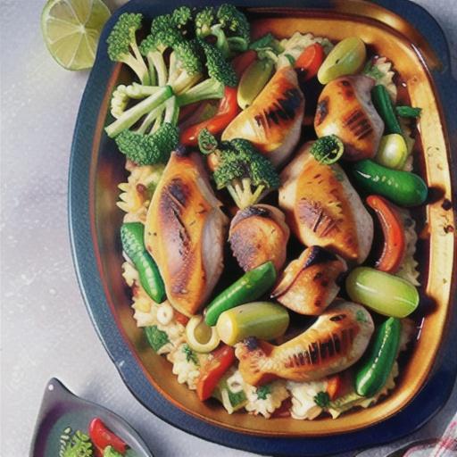 Oven-baked chicken and chorizo paella