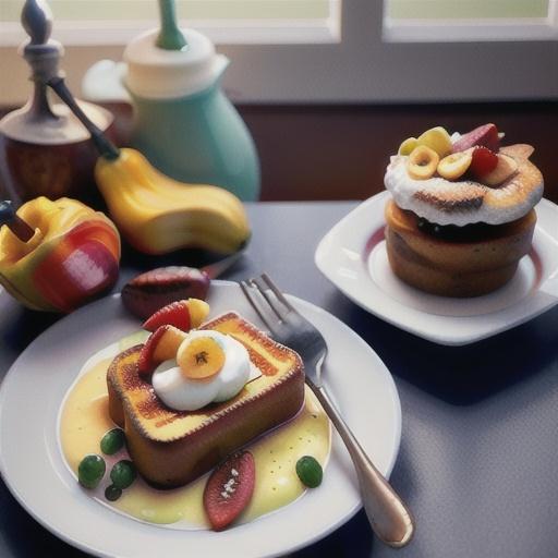 Pain perdu with poached winter fruits and yoghurt