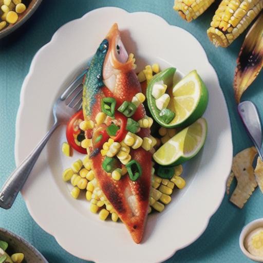 Gluten-free crunchy baked fish with corn salad