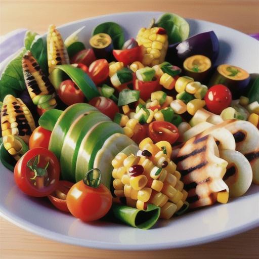Summer Salad with Grilled Corn and Cherry Tomatoes