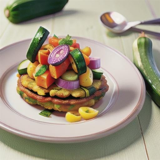 Ham, zucchini and carrot fritter