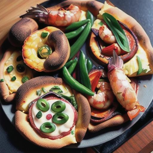Chilli prawn & pineapple pizzas