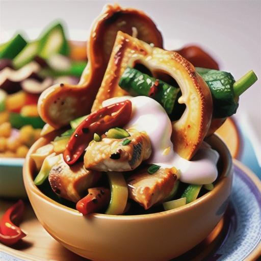 Chilli chicken with yoghurt lentil salad