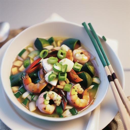 Thai style prawn & rice noodle soup