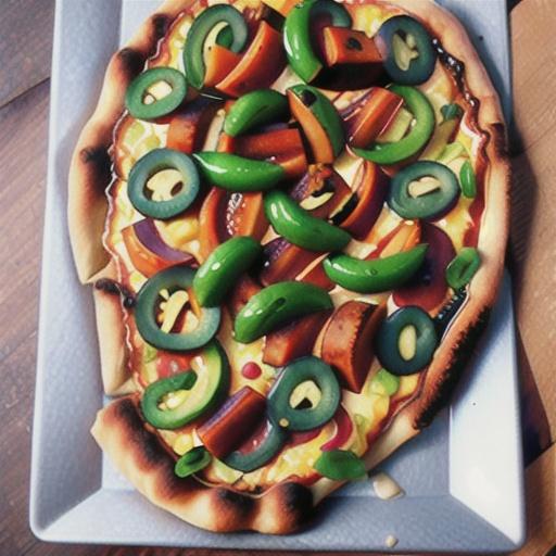 Barbecued vegetable pizza