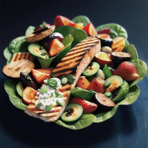 Spinach Salad with Grilled Salmon and Strawberries