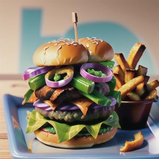 Barbecue burger with crispy onion rings