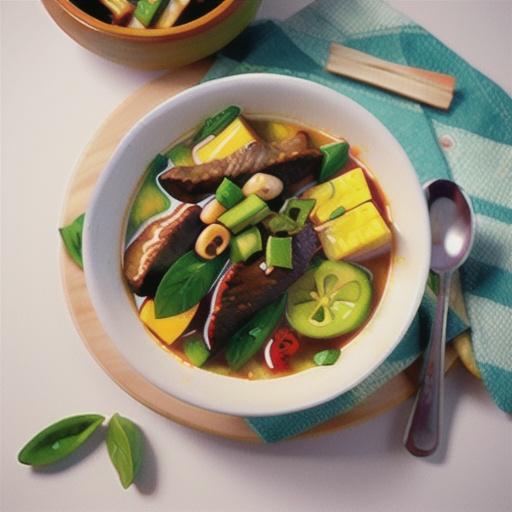 Thai red curry beef soup