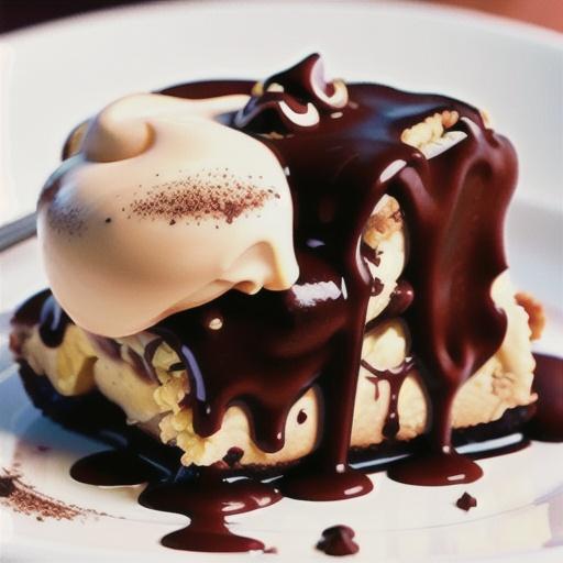 Chocolate walnut pie with chocolate fudge sauce