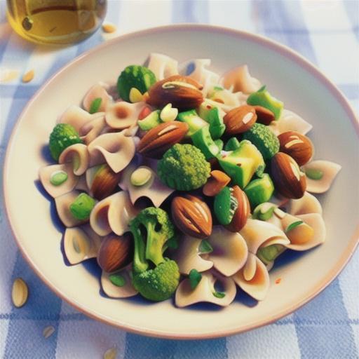 Broccoli, almond and lemon farfalle
