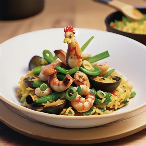 Saffron chicken, prawn & chorizo paella