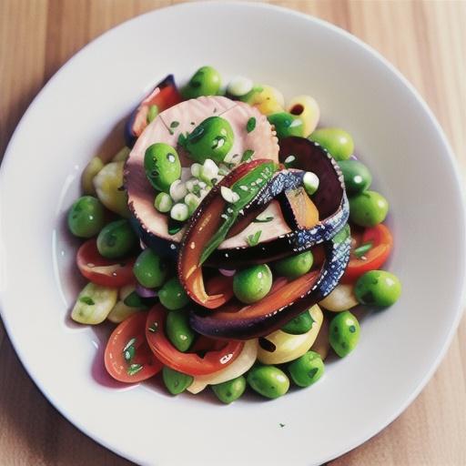 Veal with warm broad bean salad