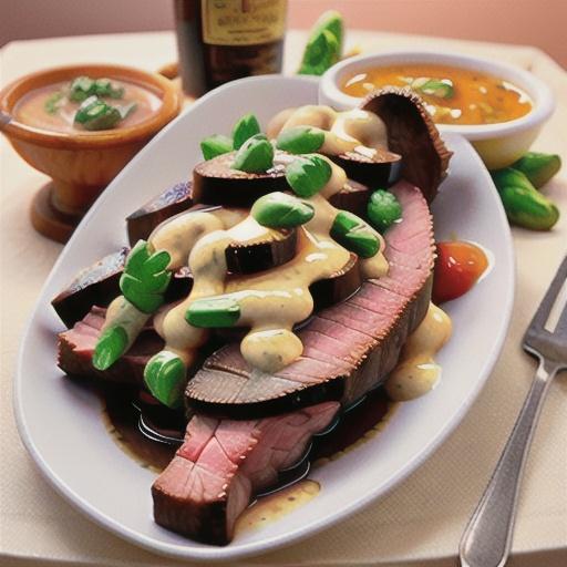 Herbed roast beef with bearnaise sauce and marsala jus