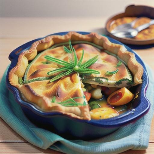 Chicken, silverbeet and fennel potato pie
