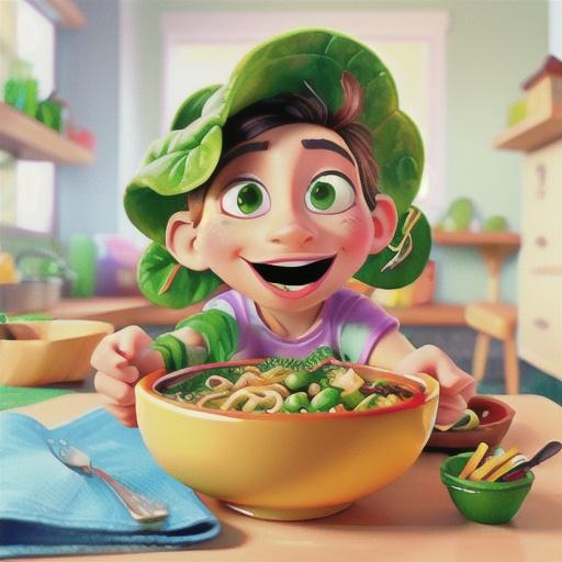 Spinach linguine with chicken and pea meatballs