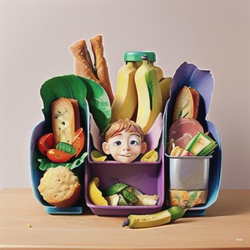 Banana muffin and ham wrap lunch box