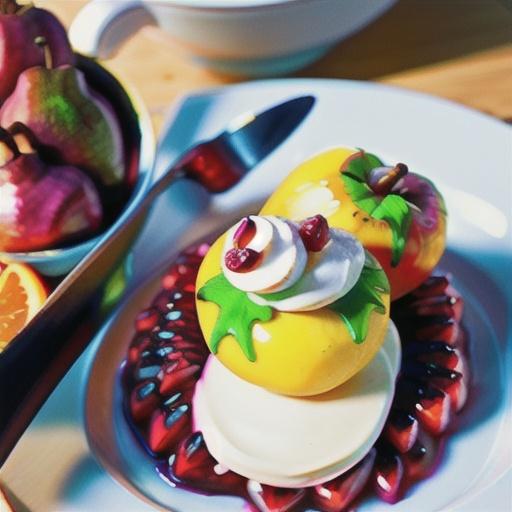 Pomegranate-Poached Pears with Orange-Ginger Mascarpone Whipped Cream