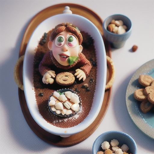 Berries with white chocolate sauce and speculaas crumbs