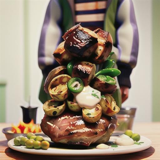 Barbecued marinated lamb leg