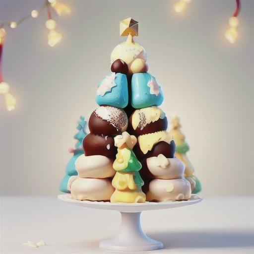 White chocolate ice-cream pyramids