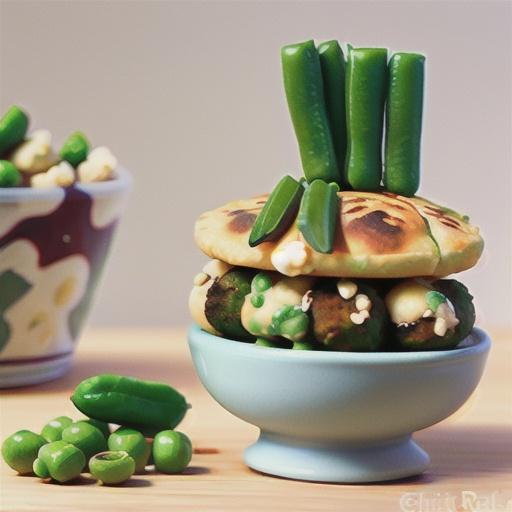 Pea and chickpea falafel with whipped garlic fetta