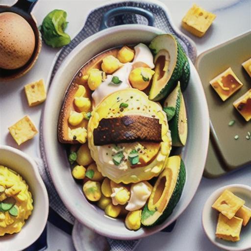 Oven-baked buttery scrambled eggs with smashed avocado