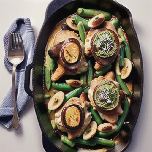 Skillet Chicken Thighs with Green Beans and Mushrooms