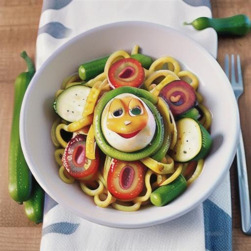 Zucchini, pea and angel hair carbonara