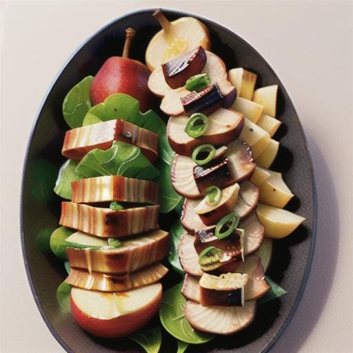 Sticky honey pork with roast parsnip and pear salad