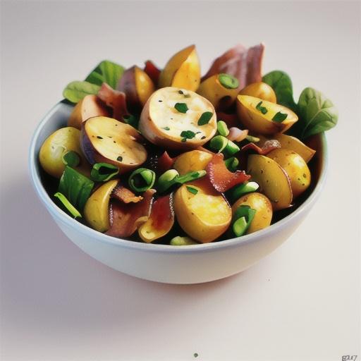 Roasted chat potato and bacon salad