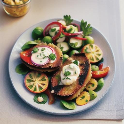 Pepper and parsley beef schnitzels with salad