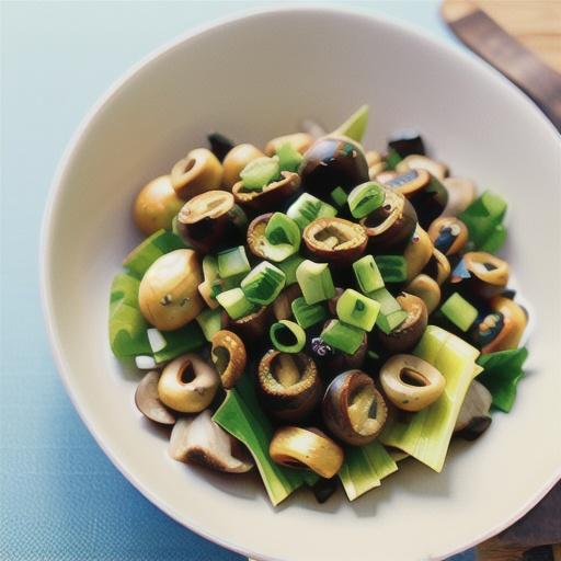 Garlic mushrooms with wild rice salad